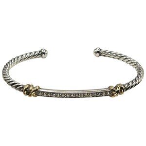 David Yurman Petite Helena Cable Station Bracelet 925 Silver/18k with Diamonds